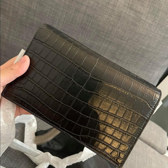 YSL Black Croc Kate Tassel Chain Wallet Bag - Picture 6 of 6